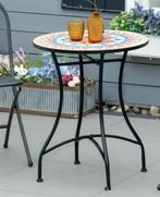 Ronde Mozaïek Bistrotafel Ø60 – Keramiek en Metaal Buiten, Tuin en Terras, Tuintafels, Verzenden, Nieuw