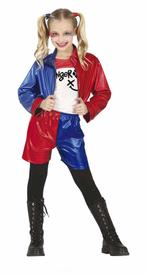 Harley Quinn Halloween Kostuum Meisje Rood Blauw, Nieuw, Verzenden