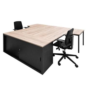 -16% - Duo Bureau Basic - Zwart  Eiken  - 225x240 cm