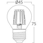 LED Lamp E27 Kogel Filament - Brinton - Amber 4W 360lm - 822, Led-lamp, Soft of Flame, Nieuw, E27 (groot)