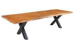 Massief houten eettafel MAMMUT 300cm acacia X-frame zwart, Huis en Inrichting, Tafels | Eettafels, Ophalen of Verzenden, Nieuw