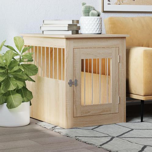 vidaXL Hondenbench 55x75x65 cm bewerkt hout sonoma, Dieren en Toebehoren, Hondenhokken, Nieuw, Verzenden
