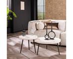 Salontafel Stone Rond set van 2 marmer composiet - wit, Ophalen of Verzenden, Nieuw