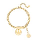 Smiley armband - Gold plated - Verkleurd niet, Sieraden, Tassen en Uiterlijk, Armbanden, Verzenden, Nieuw, Geel, Staal