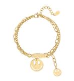 Smiley armband - Gold plated - Verkleurd niet, Verzenden, Nieuw, Geel, Staal