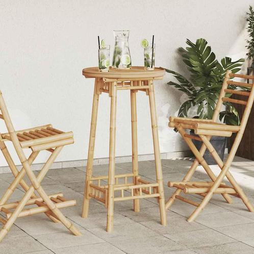 vidaXL Bartafel voor buiten Rond Ø55x100 cm bamboe, Tuin en Terras, Tuinsets en Loungesets, Nieuw, Hout, Verzenden