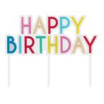 Gekleurde Happy Birthday Taarttopper Doorzichtig 13cm, Verzenden, Nieuw