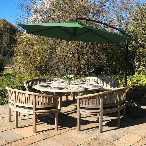 Zweefparasol - Groen - 247x300x300 cm - Draai- en kantelbaar, Tuin en Terras, Parasols, Verzenden