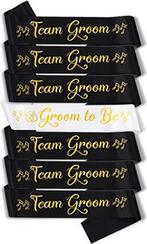 7-delige Sjerpen set Groom to Be en Team Groom, Kleding | Heren, Trouwkleding en Trouwaccessoires, Verzenden, Zwart, Nieuw, Accessoires