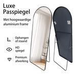 LoXa Passpiegel Luxora Zwart – 160x60 cm – Staand of Hangend, Huis en Inrichting, Woonaccessoires | Spiegels, Verzenden, Nieuw