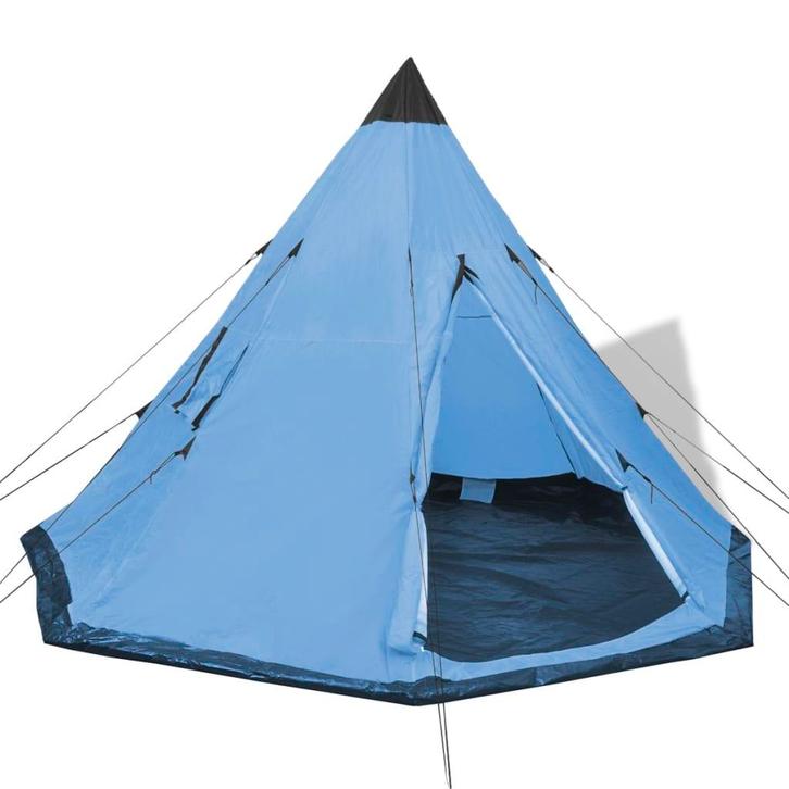 vidaXL Tent 4-persoons blauw, Caravans en Kamperen, Tenten, Nieuw, tot en met 4, Verzenden