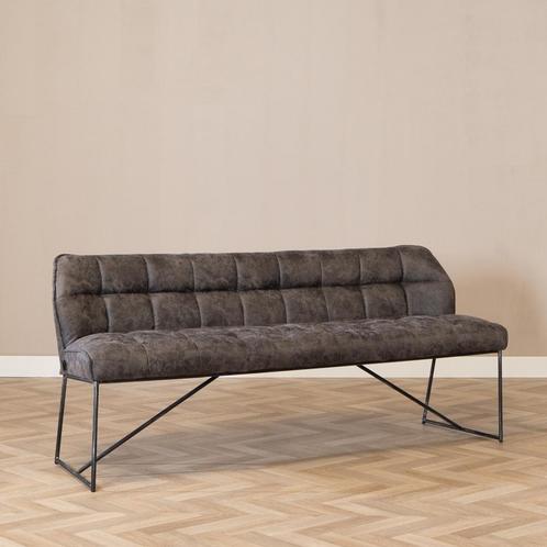 40% Korting: Eetkamerbank Abel antraciet microvezel 185 cm, Huis en Inrichting, Stoelen, Grijs, Zo goed als nieuw, Stof, Ophalen
