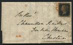 Groot-Brittannië 1840 - Penny black op complete brief. Zegel, Gestempeld