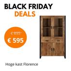 BLACK FRIDAY DEAL | Hoge Kast Florence, Huis en Inrichting, Overige houtsoorten, 100 tot 150 cm, Nieuw, Trendy