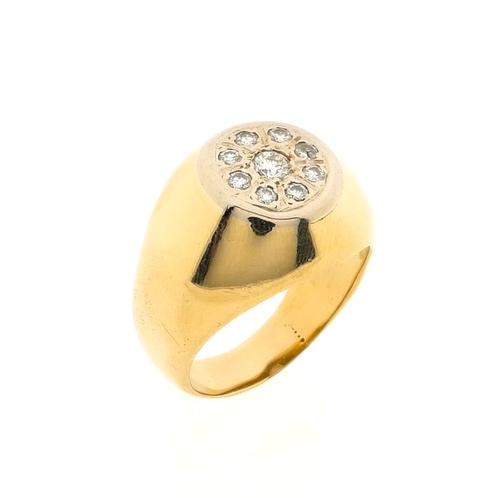 Gouden ovalen zegelring met diamanten | 0,57 ct., Sieraden, Tassen en Uiterlijk, Ringen, Dame of Heer, Met edelsteen, Overige kleuren