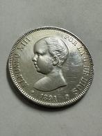 Spanje. Alfonso XIII. 5 Pesetas 1891*91 PGM (Zonder