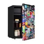 Tafelmodel Koelkast Compact Design 70L Stickerbomb Style, Minder dan 85 cm, Refurbished, Ophalen of Verzenden, Minder dan 75 liter
