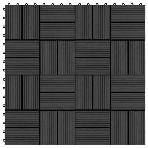 vidaXL Terrastegels 30x30 cm 1 m² HKC zwart 11 st, Doe-het-zelf en Verbouw, Vloerdelen en Plavuizen, Nieuw, Verzenden