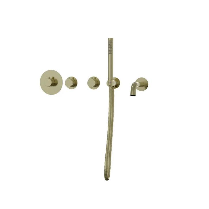 Thermostatische inbouw badkraan mat goud drie-knops, Doe-het-zelf en Verbouw, Sanitair, Verzenden