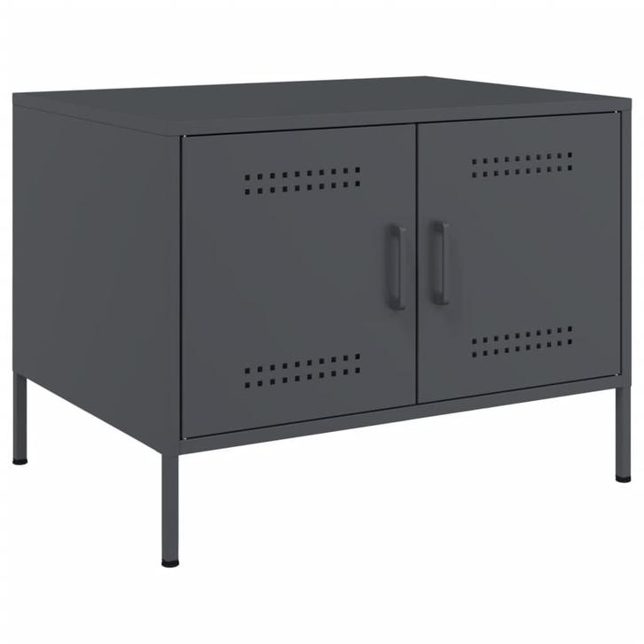 vidaXL Salontafel 68x50x50,5 cm staal antracietkleurig, Huis en Inrichting, Tafels | Salontafels, 50 tot 100 cm, Nieuw, Metaal