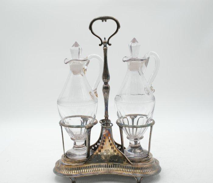 Olie-en-azijnstelletje - Verzilverd, Antiek en Kunst, Antiek | Meubels | Tafels
