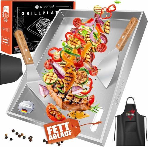 KESSER® RVS Grillplaat Plancha - 40x30cm - Tot 800°C - Vaatw, Witgoed en Apparatuur, Eierkokers, Nieuw, Verzenden
