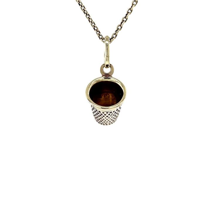 Gouden vintage vingerhoed hanger 14 krt, Sieraden, Tassen en Uiterlijk, Kettinghangers, Nieuw, Ophalen of Verzenden