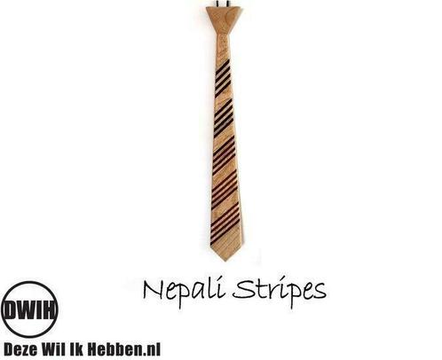 Houten stropdas: Nepali Stripes, Kleding | Heren, Stropdassen, Verzenden