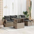 vidaXL 6-delige Loungeset met kussens poly rattan grijs, Verzenden, Nieuw, Rotan, Loungeset