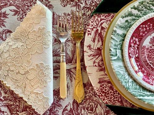 Jas van toile de jouy klassieke scènes, rood op wit. -, Antiek en Kunst, Kunst | Designobjecten