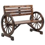 TRUUSK Tuinbank Wagon Wheel 2-zits Naturel Hout Donkerbruin, Tuin en Terras, Verzenden, Nieuw