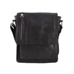 Landley Leren Schoudertasje met sluitflap Unisex Zwart, Overige merken, Verzenden, Zwart, Nieuw