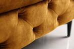 Chesterfield kruk MODERN BAROK 90cm mosterdgeel fluweel, Huis en Inrichting, Stoelen, Ophalen of Verzenden, Nieuw