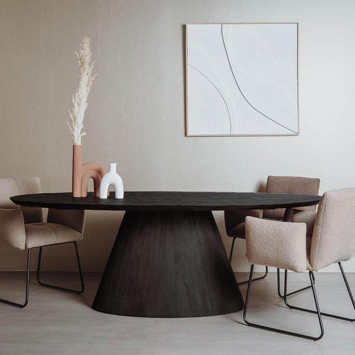 *WOONWINKEL* Tower Living Premana Ovale Eettafel Zwart Mango, Huis en Inrichting, Tafels | Eettafels, Nieuw, Verzenden