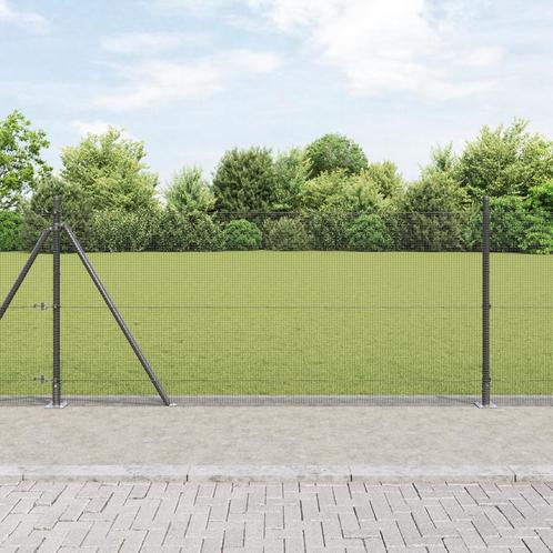 vidaXL Hekpaal Set Set van 2 Grijs Metaal, Beton 25 x 1 m, Tuin en Terras, Schuttingen, Nieuw, IJzer, Verzenden