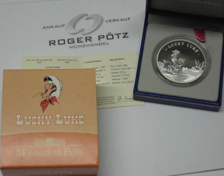 Frankreich 10 Euro zilver 2009 Lucky Luke Pp, Postzegels en Munten, Munten | Europa | Euromunten, Verzenden