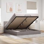 vidaXL Bed poef met matras en LEDs 180x200 cm stof taupe, Eenpersoons, Verzenden, Nieuw, 80 cm