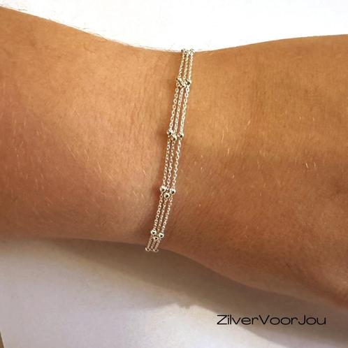 Zilveren triple bal ketting armbandje, Sieraden, Tassen en Uiterlijk, Armbanden, Nieuw, Verzenden