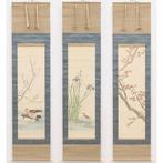 Genuine Set of Three Hanging Scrolls Shiki Kacho-zu -, Antiek en Kunst