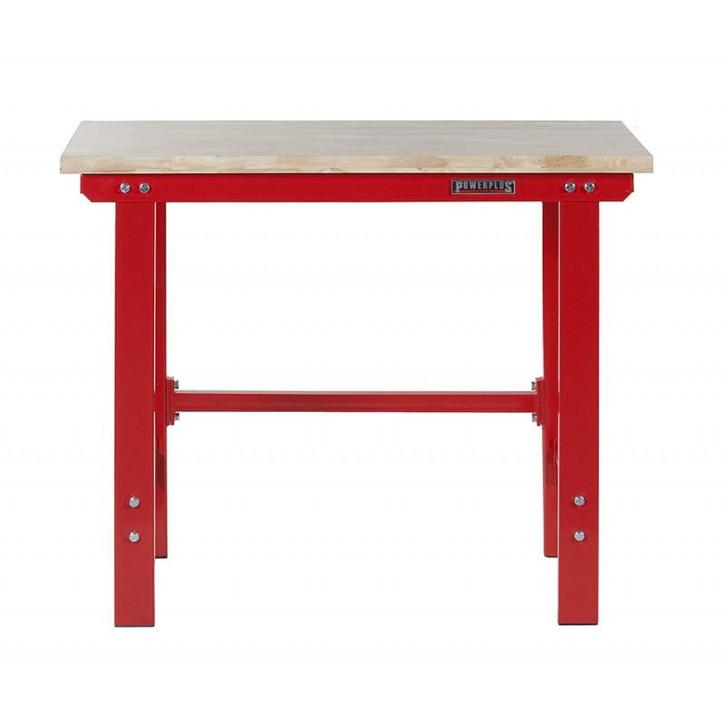 Werkbank rood 120 cm met hardhouten blad, Doe-het-zelf en Verbouw, Werkbanken, Ophalen of Verzenden