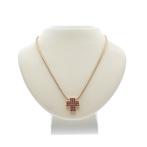 Gouden slangenschakel ketting met robijnen | 42,5 cm, Sieraden, Tassen en Uiterlijk, Kettingen, Gebruikt, Overige kleuren, Ophalen of Verzenden