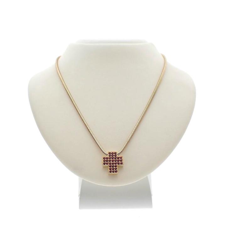 Gouden slangenschakel ketting met robijnen | 42,5 cm, Sieraden, Tassen en Uiterlijk, Kettingen, Overige kleuren, Gebruikt, Met edelsteen