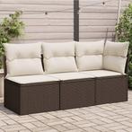 vidaXL Tuinbank 3-zits met kussens poly rattan bruin, Verzenden, Nieuw, Rotan
