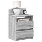 vidaXL Nachtkastjes 2 st met 2 lades 40x33x60 cm grijs, Huis en Inrichting, Verzenden, Nieuw, Hout