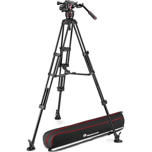 Manfrotto Nitrotech 608 & Alu Twin MS, Audio, Tv en Foto, Fotografie | Statieven en Balhoofden, Driepoot, Nieuw, 150 tot 175 cm