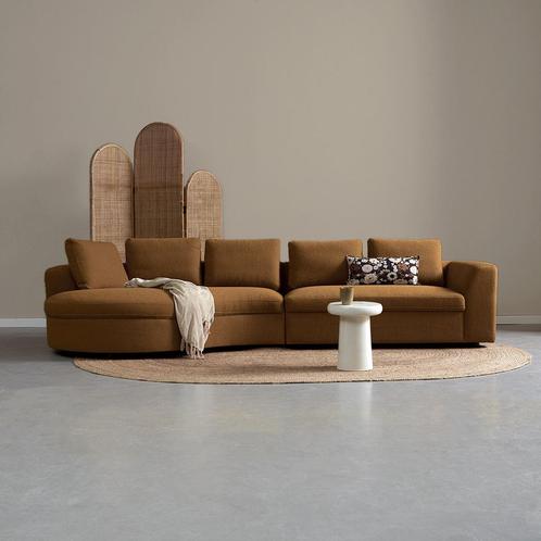 *WOONWINKEL* Bank Caramel Met Ronde Lounge Links, Huis en Inrichting, Banken | Bankstellen, Nieuw, Verzenden