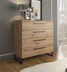 Ladekast | Eiken Zwart | 91x42x93 cm | Commode metalen poten