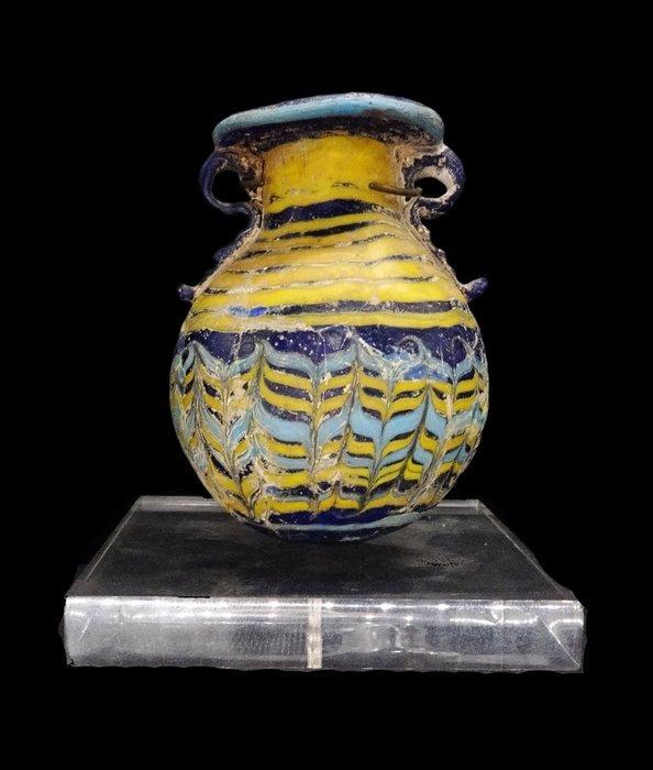 Oud-Egyptisch - Amphorisque à décor polychrome - kern glas -, Verzamelen, Mineralen en Fossielen