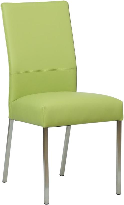 Felgroene leren moderne eetkamerstoel - poot vierkant rvs -, Huis en Inrichting, Stoelen, Eén, Overige kleuren, Nieuw, Leer, Ophalen of Verzenden