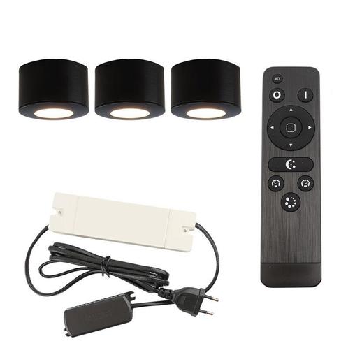 3 ronde zwarte veranda opbouwspots Vasso, IP44, incl., Tuin en Terras, Buitenverlichting, Nieuw, Ophalen of Verzenden